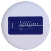 Marineblauw monogram retouradres etiket