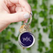 Marineblauw Monogram Sleutelhanger (Hand)