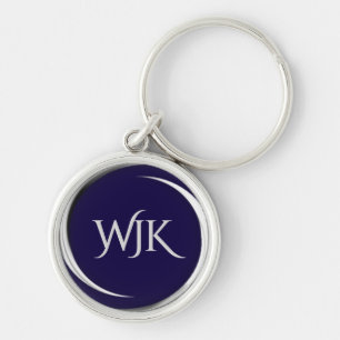 Marineblauw Monogram Sleutelhanger