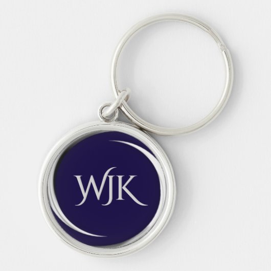 Marineblauw Monogram Sleutelhanger (Voorkant)