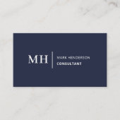 Marineblauw Monogram Trendy Elegant Modern Visitekaartje (Voorkant)