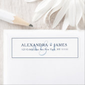 Marineblauw Monogram Typografie Retouradres Label (Insitu)
