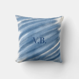 Marineblauw monogram voeg naam letter waterverf to kussen