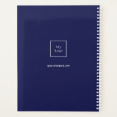 Marineblauw monogram zakelijk logo planner (Achterkant)