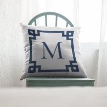 Marineblauw Monogrammed Griekse hoofdgrens
