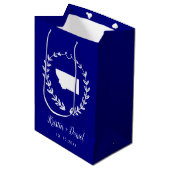 Marineblauw Montana Kaart Bruiloft Welkom Swag Medium Cadeauzakje (Voorkant Gekanteld)