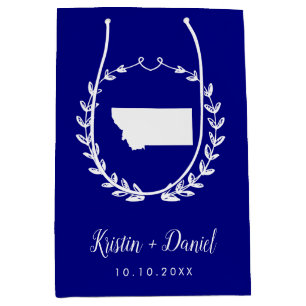 Marineblauw Montana Kaart Bruiloft Welkom Swag Medium Cadeauzakje