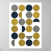 Marineblauw, Mosterd, Grijs, Mid Century Modern Ci Poster (Voorkant)