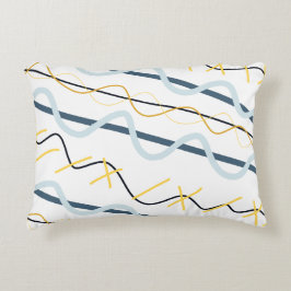 Marineblauw mosterdgeel Abstract patroon Accent Kussen