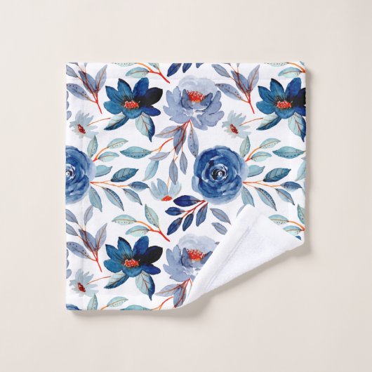 marineblauw-mosterdpatroon bad handdoek (Wasdoekje)