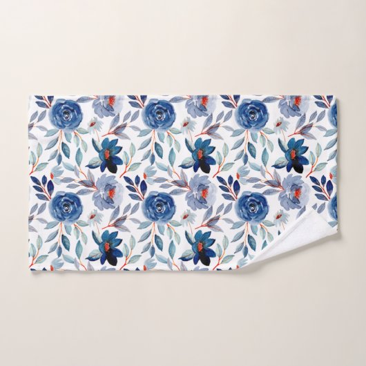  marineblauw-mosterdpatroon bad handdoek (Handdoek)