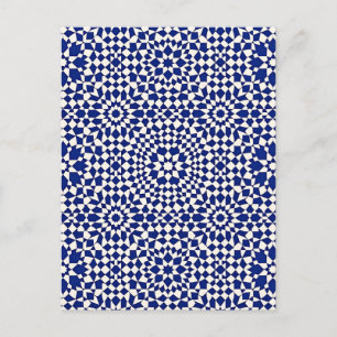 Marineblauw Mozaïek Geometrisch Patroon Briefkaart