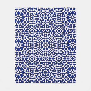 Marineblauw Mozaïek Geometrisch Patroon Fleece Deken