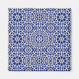 Marineblauw Mozaïek Geometrisch Patroon Magneet