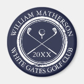 Marineblauw Naam en clubnaam Datum Magneet (Voorkant)