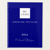 Marineblauw naam script bedrijfslogo 2027 planner (Voorkant)