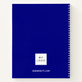 Marineblauw naam script bedrijfslogo notitieboek (Achterkant)