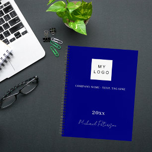 Marineblauw naam script zakelijk logo notitieboek