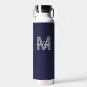Marineblauw naammonogram waterfles (Voorkant)