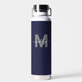Marineblauw naammonogram waterfles (Achterkant)