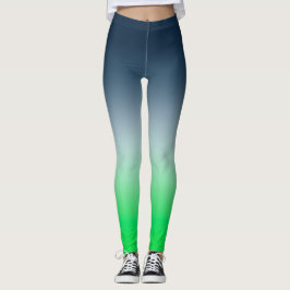 Marineblauw naar groene verloop moderne ombre spor leggings