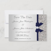 Marineblauw namaakboog & diamanten zilver Save The Save The Date (Achterkant)