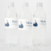 Marineblauw Nantucket Island Kaart Bruiloft Waterfles Etiket (Flessen)