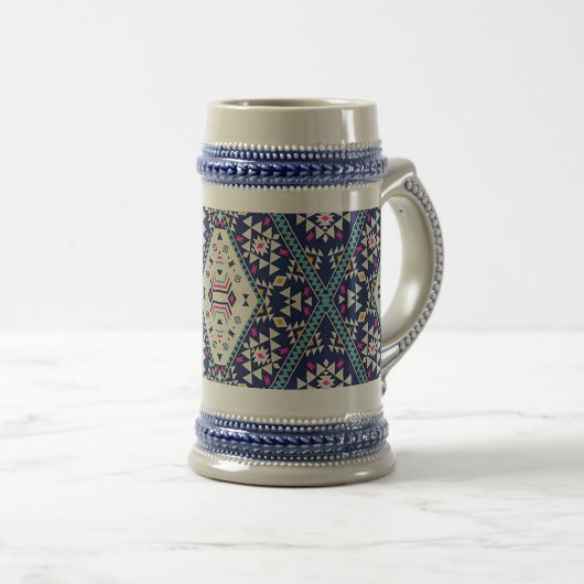 “Marineblauw Native Design” Bierpul (Voorkant rechts)