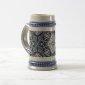 “Marineblauw Native Design” Bierpul (Voorkant links)