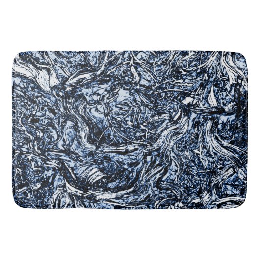 Marineblauw Natuur Abstract Patroon Badmat (Voorkant)