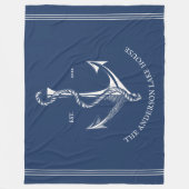  marineblauw Nautical Anchor Lake Beach Boat Fleece Deken (Voorkant)
