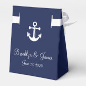 marineblauw Nautical Wedding Favor Boxen met anker Bedankdoosjes (Achterkant)