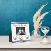 Marineblauw Nautilus Anker Monogram Foto Frame Fotoplaat (Insitu)