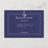 Marineblauw nautisch anker bruiloft receptie informatiekaartje (Voorkant)