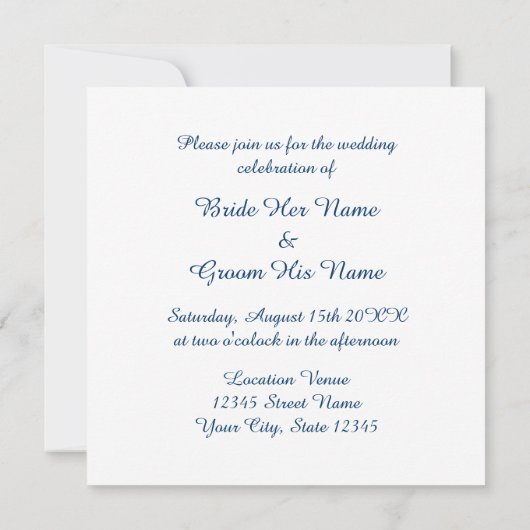 Marineblauw nautisch anker en witte duiven bruilof kaart (Achterkant)