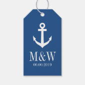 Marineblauw nautisch anker huwelijksgunst cadeau l cadeaulabel (Voorkant)