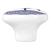 Marineblauw nautisch bootwiel en strepen keramische knop (Zijkant)