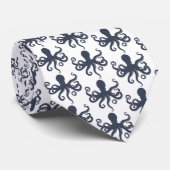 marineblauw nautisch octopuspatroon stropdas (Opgerold)