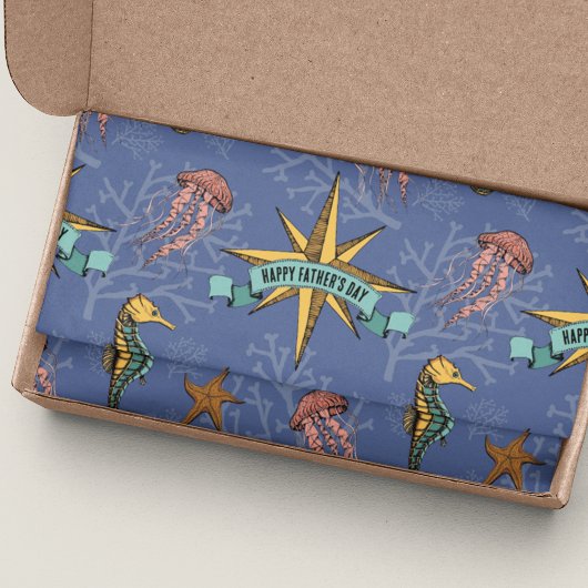 Marineblauw nautische ster aangepaste tekst Marine Tissuepapier