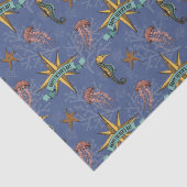 Marineblauw nautische ster aangepaste tekst Marine Tissuepapier (Detail)