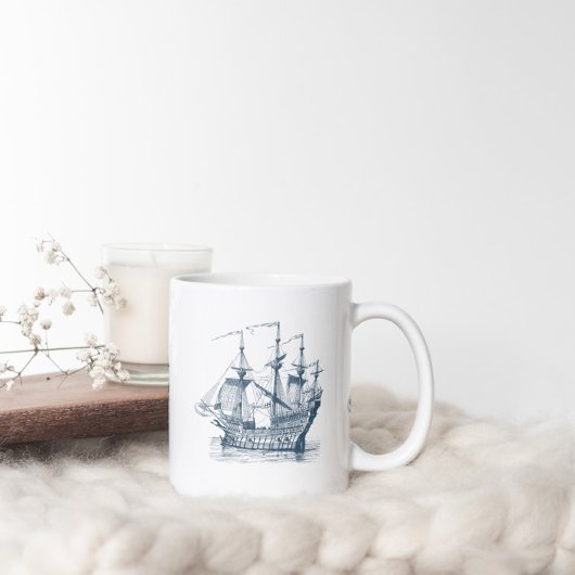 Marineblauw Nautische zeilboot Grote Koffiekop