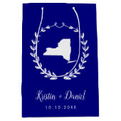 Marineblauw New York Kaart Bruiloft Welkom Swag Medium Cadeauzakje (Voorkant)