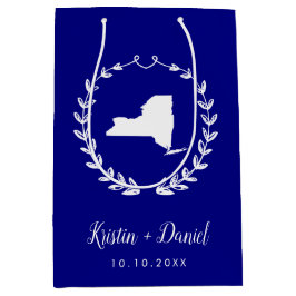 Marineblauw New York Kaart Bruiloft Welkom Swag Medium Cadeauzakje