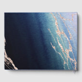 Marineblauw Ombre Agaat & Roos Goud Bruiloft Monog Gastenboek (Achterkant)