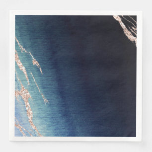 Marineblauw Ombre Agaat Roos Goud Modern Bruiloft Servetten