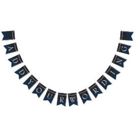 Marineblauw Ombre Lights Typografie Bruiloft Vlaggetjes