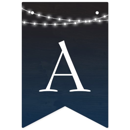 Marineblauw Ombre Lights Typografie Bruiloft Vlaggetjes (Tweede vlag)