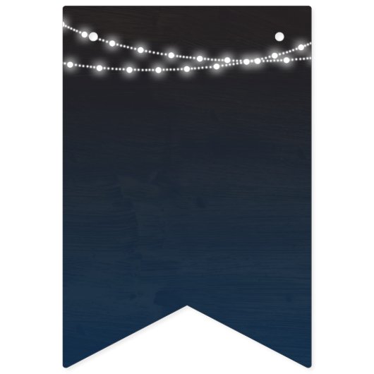 Marineblauw Ombre Lights Typografie Bruiloft Vlaggetjes (Eerste vlag)