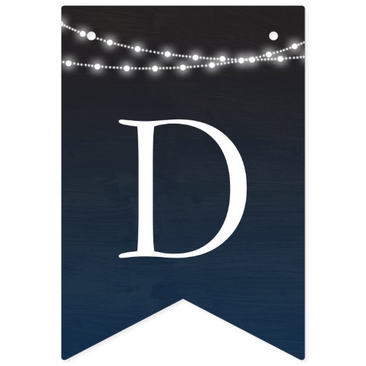 Marineblauw Ombre Lights Typografie Bruiloft Vlaggetjes (Derde vlag)