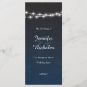 Marineblauw Ombre Nachtlampjes Bruiloft Menu (Voorkant)